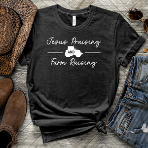 Jesus Praising Farm Raising Heathered Tee