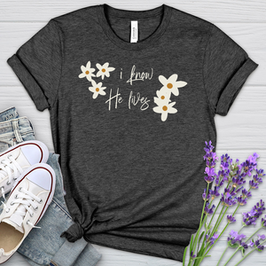 Because He Lives Cute Daisies Heathered Tee