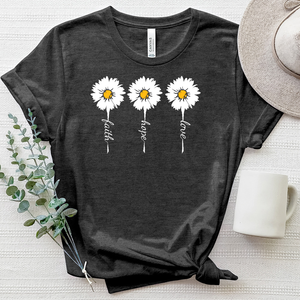 Faith Hope Love Retro Flower Heathered Tee