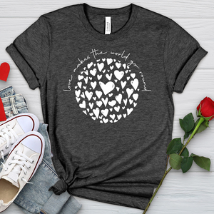 Love Makes The World Go Round Heathered Tee