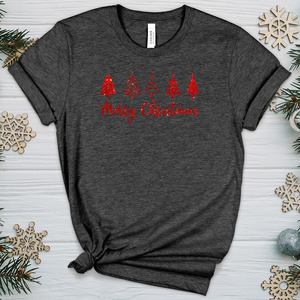 Red Merry Christmas Scene Heathered Tee