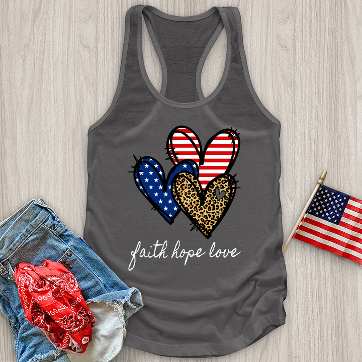 Faith Hope Love Pattern Hearts Tank Top