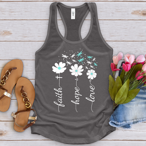 Faith Hope Love Dragonfly Floral Tank Top