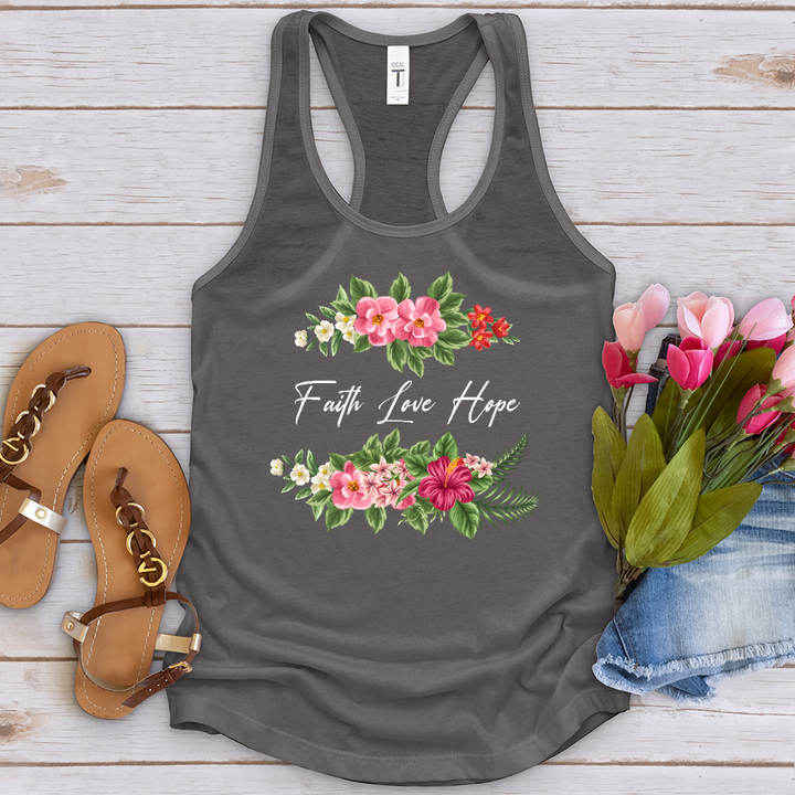 Faith Love Hope Flower Tank Top