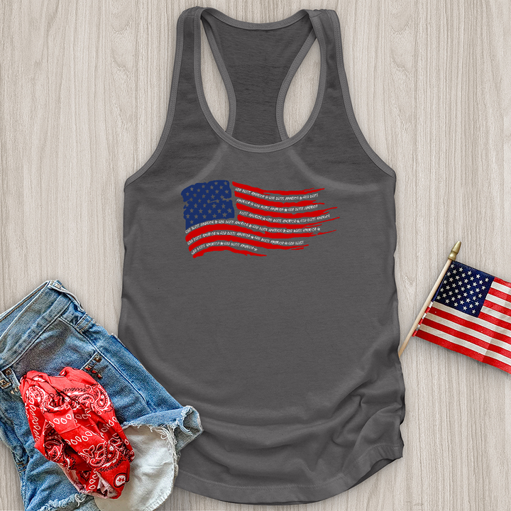 God Bless Word Flag Tank Top