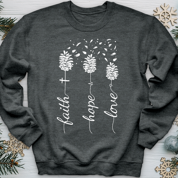 Faith Hope Love Pinecones Crewneck