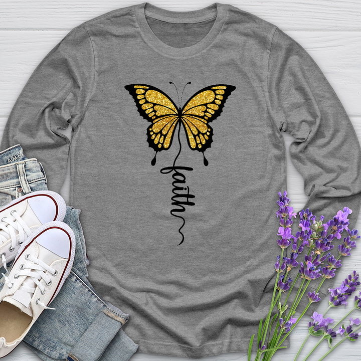 Gold Faith Butterfly Long Sleeve Tee