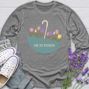 He Is Risen Flower Umbrella Long Sleeve Tee