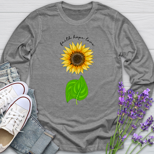 Faith Hope Love Sunflower Art Long Sleeve Tee