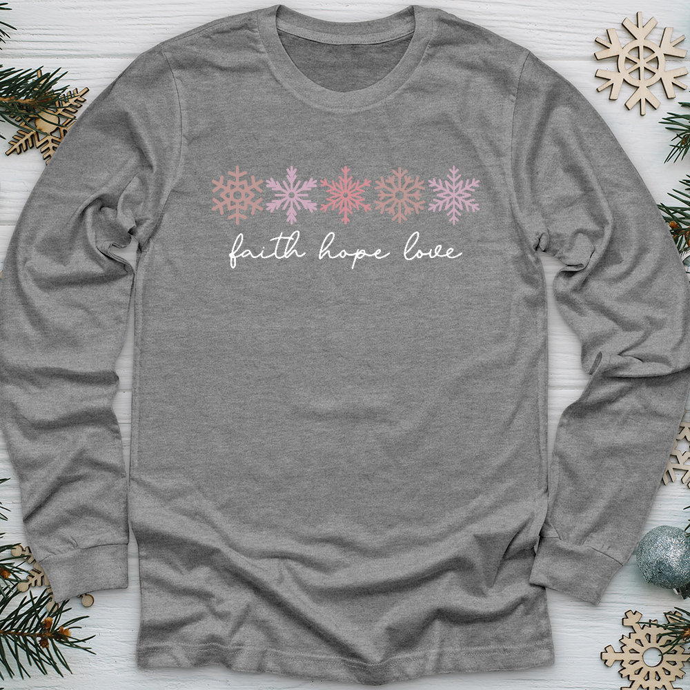 Faith Hope Love Snowflake Assortment Long Sleeve Tee