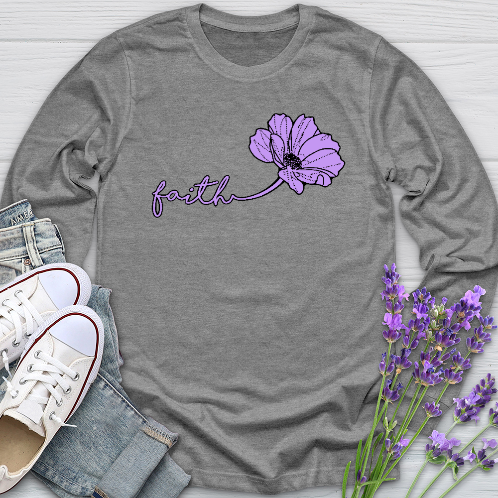 Faith Purple Flower Long Sleeve Tee