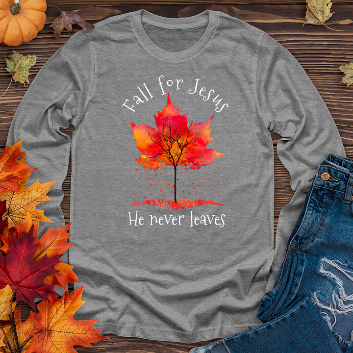 Watercolor Falling Leaves Long Sleeve Tee