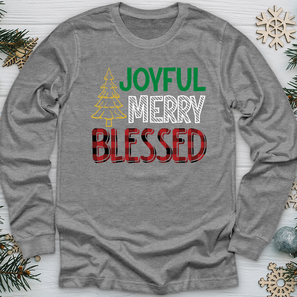 Joyful Merry Blessed Colored Long Sleeve Tee