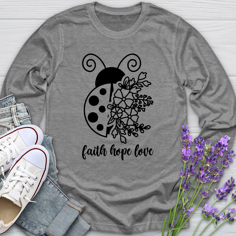 Faith Hope Love Ladybug Long Sleeve Tee