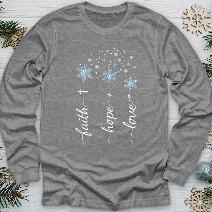 Faith Hope Love Snowflakes Long Sleeve Tee