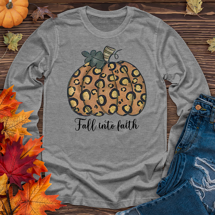 Fall Into Faith Gold Pumpkin Long Sleeve Tee