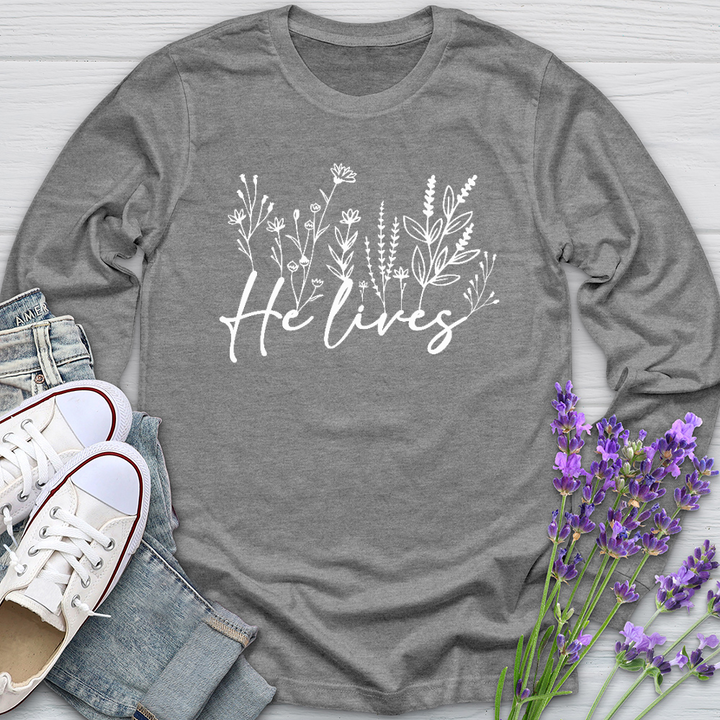 He Lives Wildflowers Long Sleeve Tee