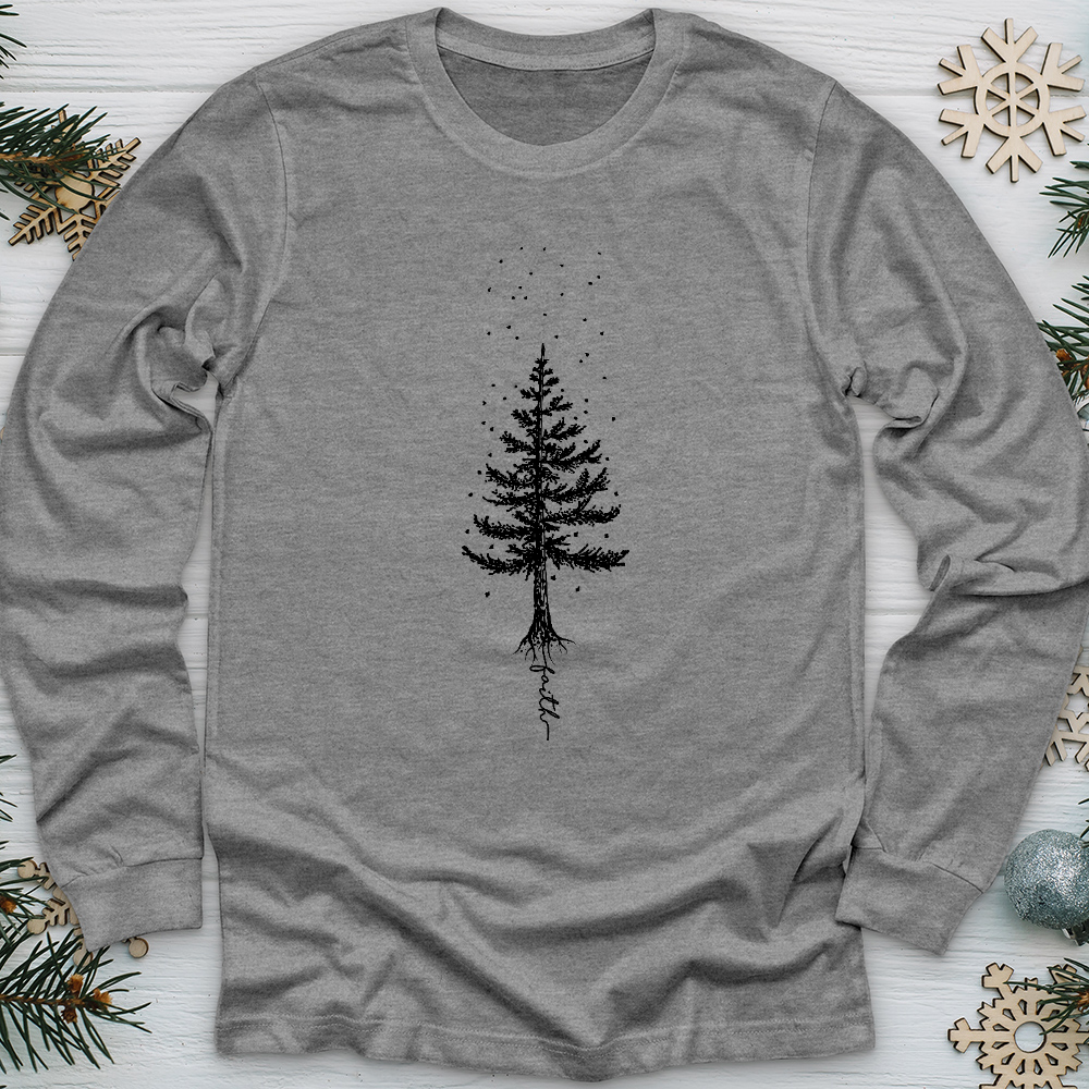 Rooted In Faith Pine Tree Long Sleeve Tee