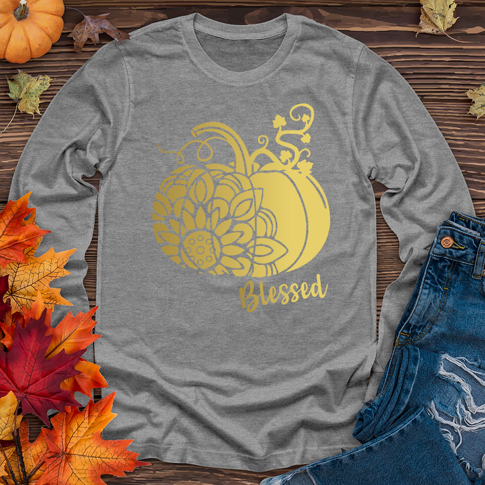 Blessed Gold Sunflower Pumpkin Long Sleeve Tee