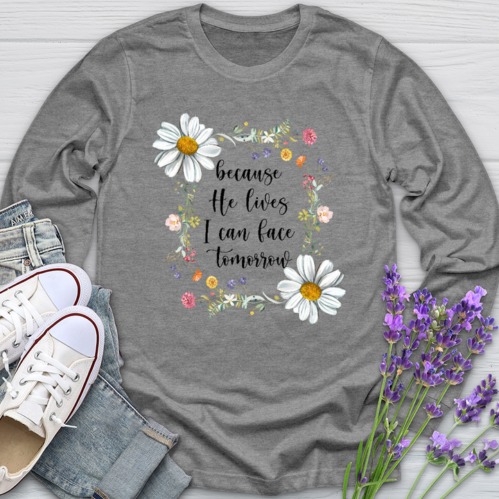 Because He Flower Patch Long Sleeve Tee