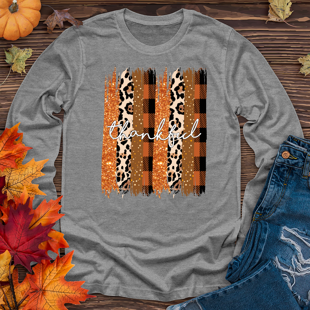 Thankful Watercolor Stripes    Long Sleeve Tee