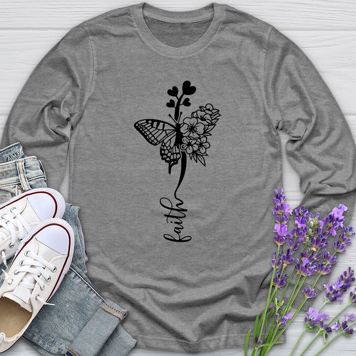 Faith Butterfly Hearts Long Sleeve Tee