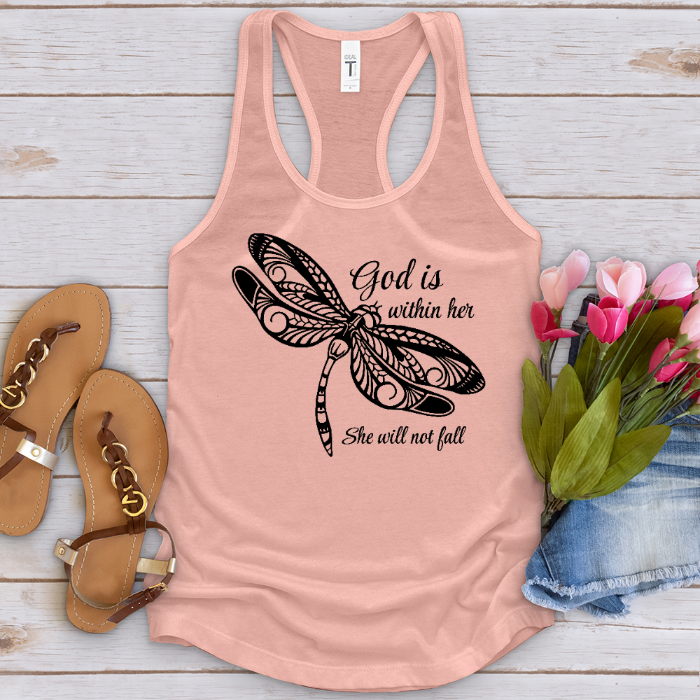 She Will Not Fall Dragonfly Tank Top