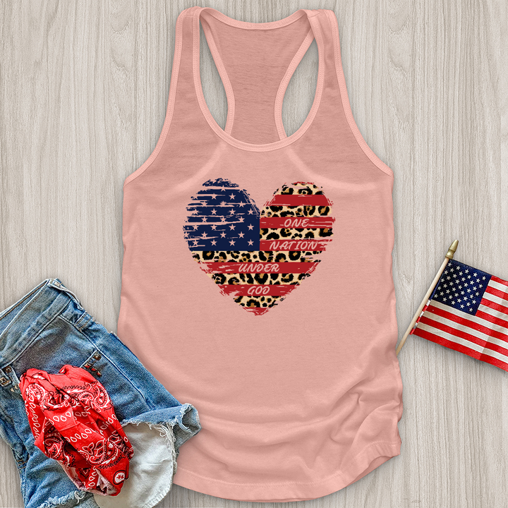 One Nation Leopard Heart Tank Top