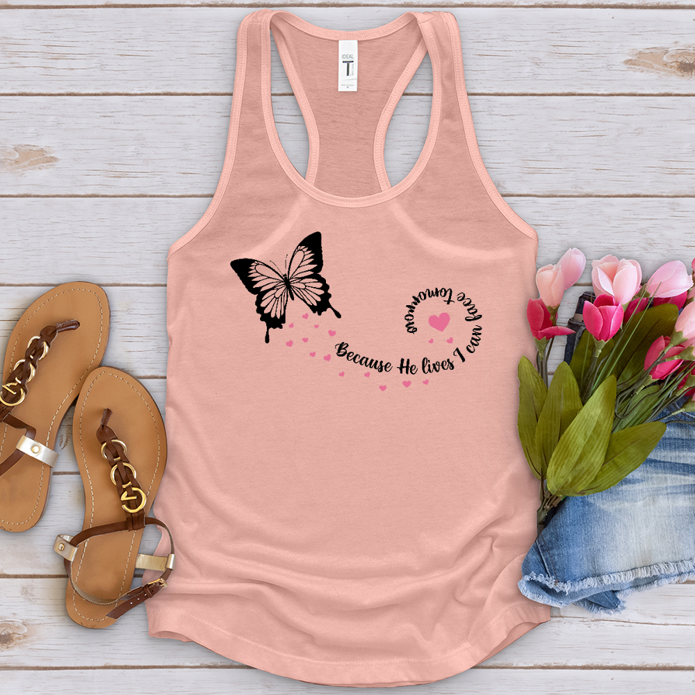 Because He Lives Butterfly Tank Top