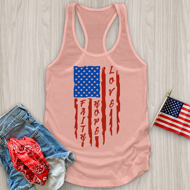 Faith Hope Love Flag Tank Top