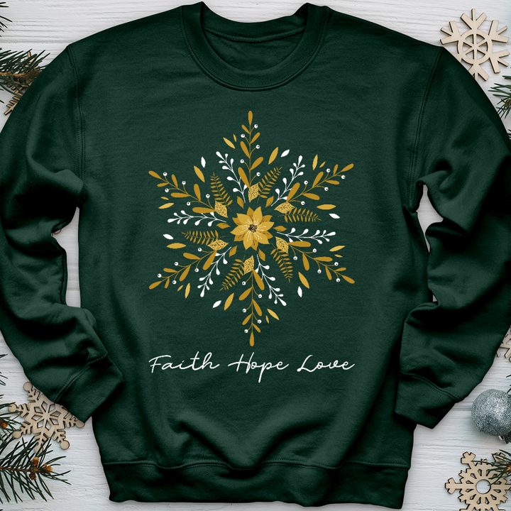 Faith Hope Love Snowflake Crewneck