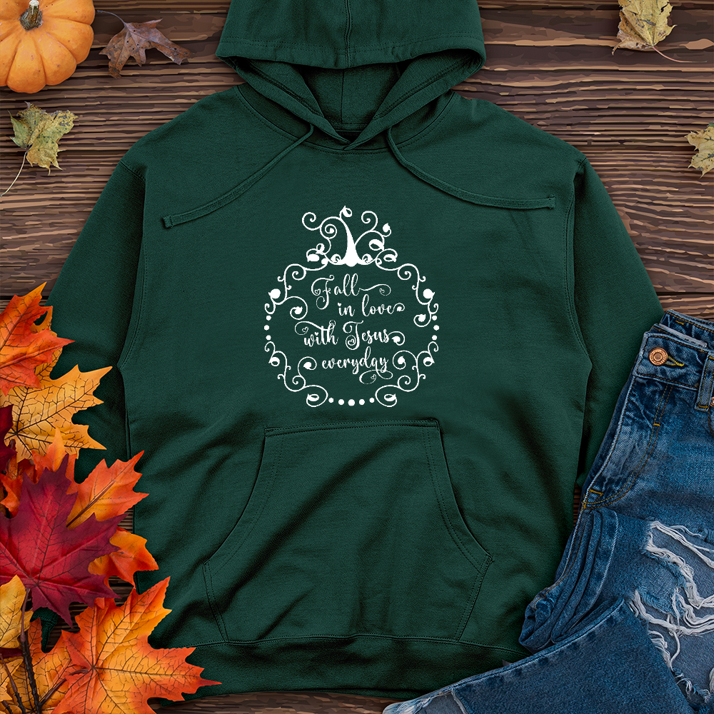 Fall in love with Jesus Midweight Hoodie