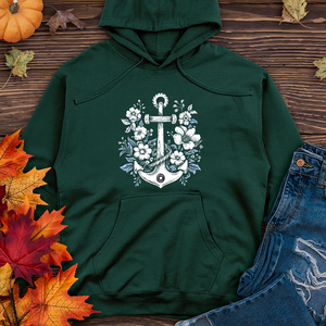 Anchor with flower Midweight Hoodie