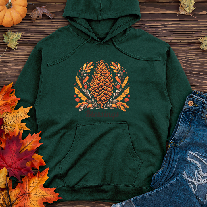 Herringbone Pinecone Blessings Midweight Hoodie