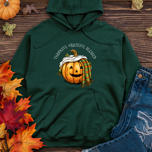 Thankful Grateful Blessed Happy Pumpkin Midweight Hoodie