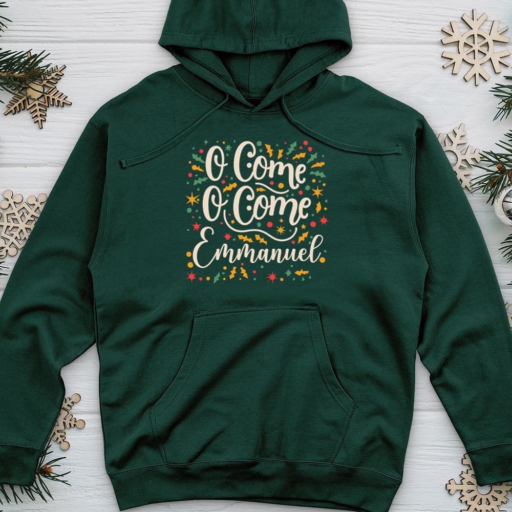 O Come O Come Emmanuel Midweight Hooded Sweatshirt