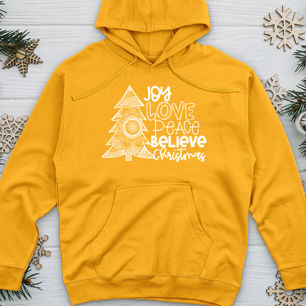 Joy Love Peace Midweight Hooded Sweatshirt