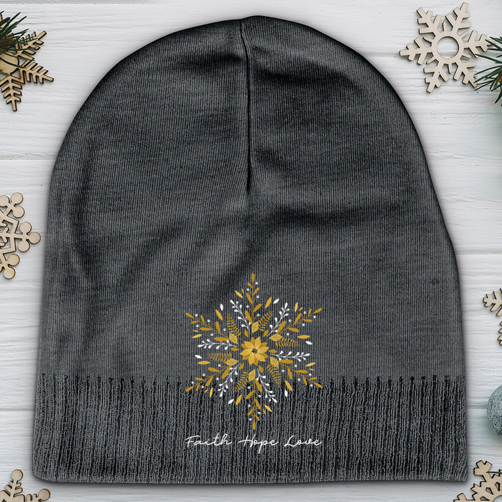 Faith Hope Love Sunflake Cotton Beanie