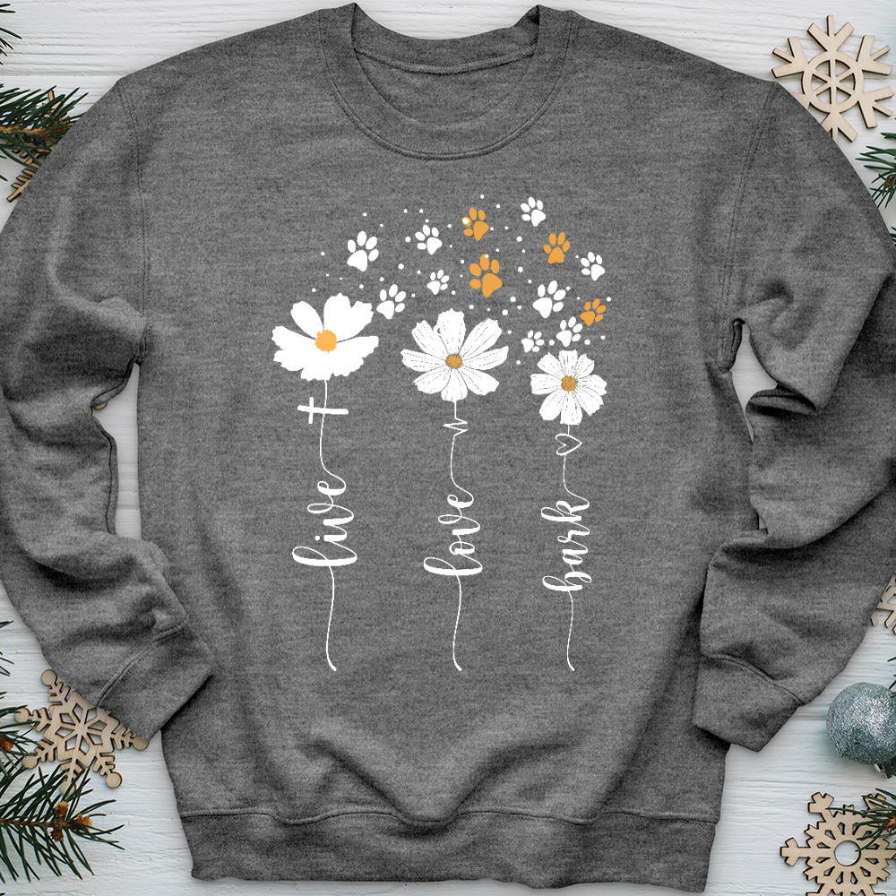 Live Love Bark Floating Paw Prints Crewneck