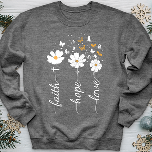 Faith, Hope, Love, Floral Crewneck