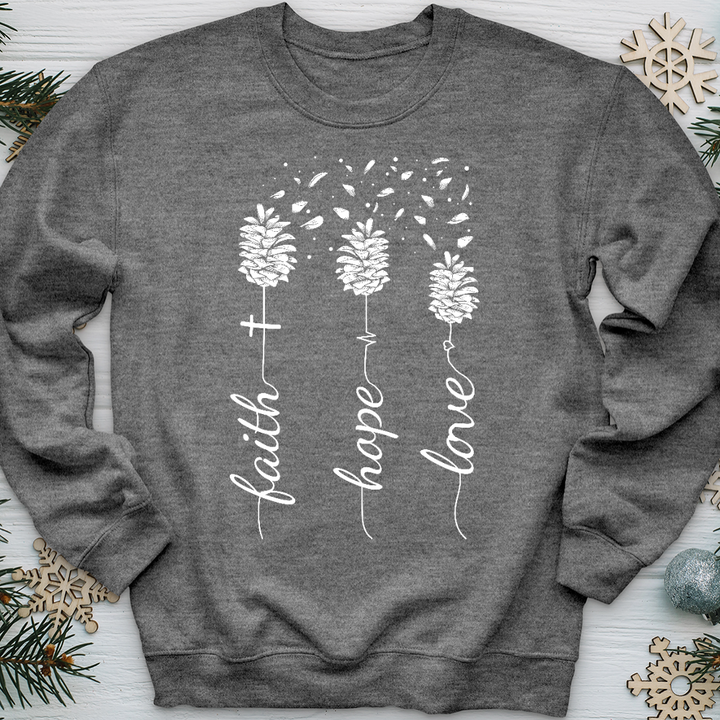 Faith Hope Love Pinecones Crewneck