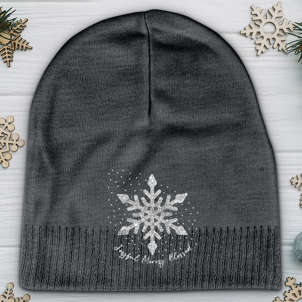 Snowflake Silver Glitter Cotton Beanie