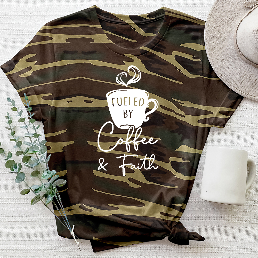 Fueled By Coffee And Faith Camo Tee