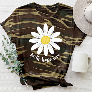 Faith Hope Love Summer Daisy Camo Tee