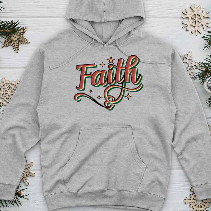 Retro Faith Christmas Midweight Hooded Sweatshirt