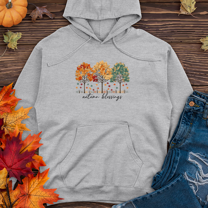 Vintage Blooming Floral Trio Sparkling Trees 01 Midweight Hooded Sweatshirt