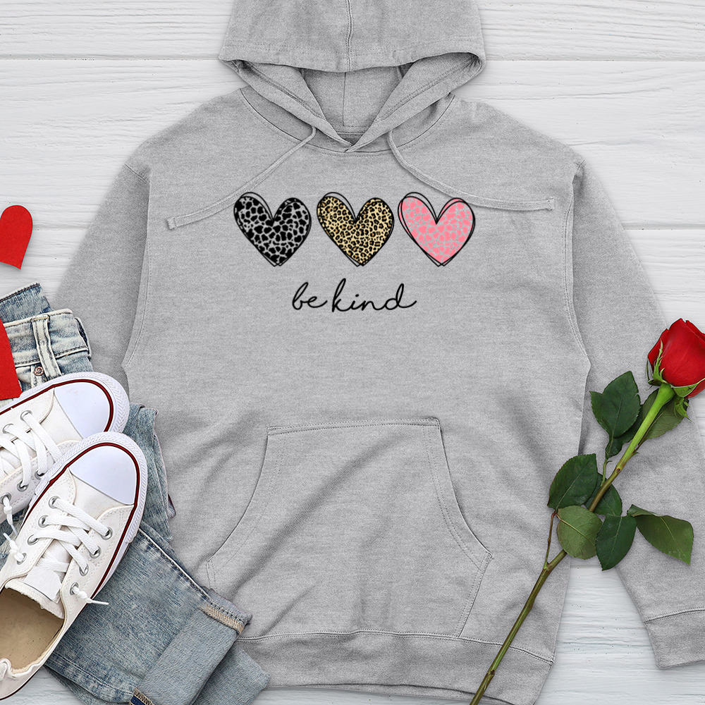 Be Kind Heart Patterns Midweight Hooded Sweatshirt