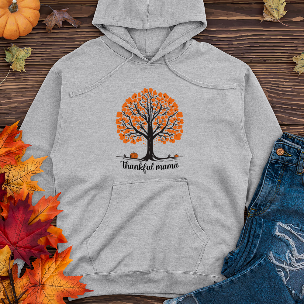 Vintage Pumpkin Patch Tree Midweight Hooded Sweatshirt