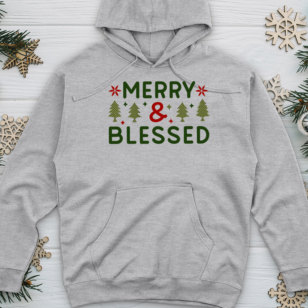 Merry & Blessed Plaid Green Midweight Hooded Sweatshirt