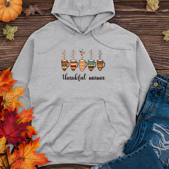 Retro Fall Mornings Argyle Trio Coffee Cups Midweight Hooded Sweatshirt